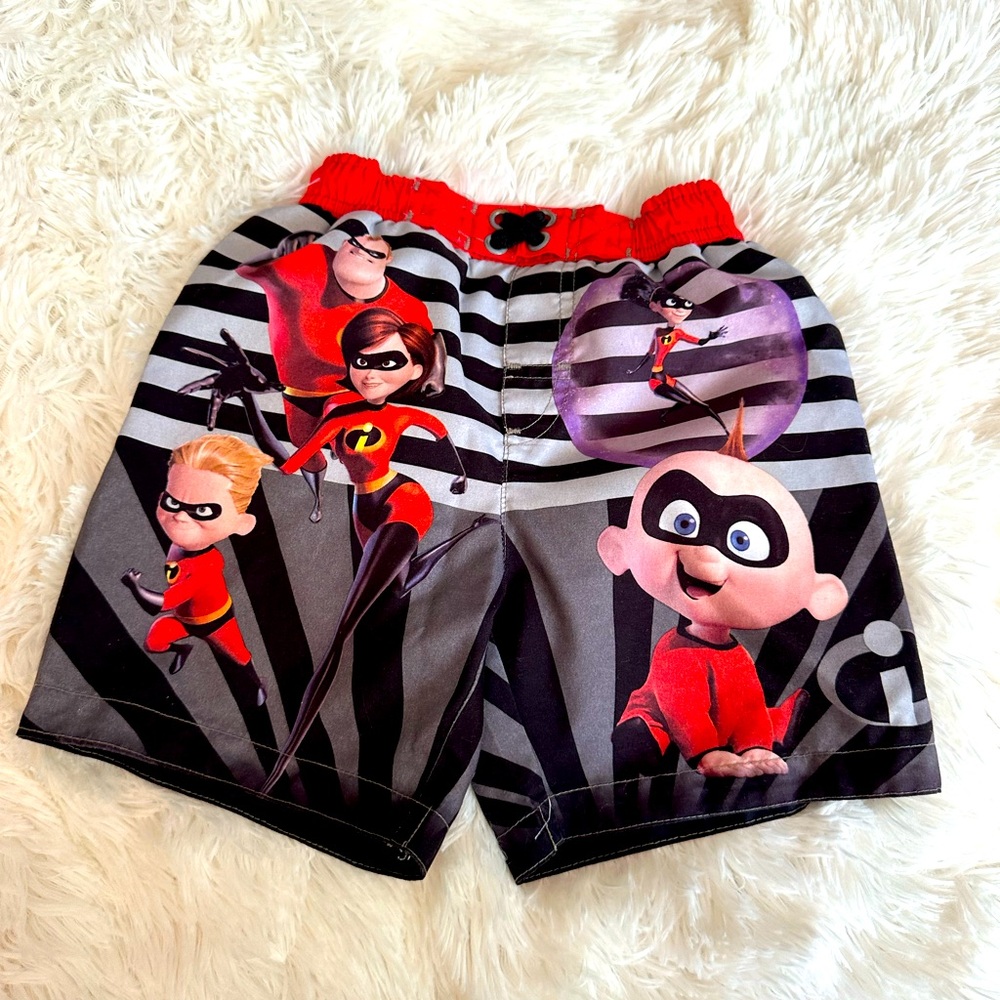 The Incredibles Toddler Boy swim trunks. Size 2T